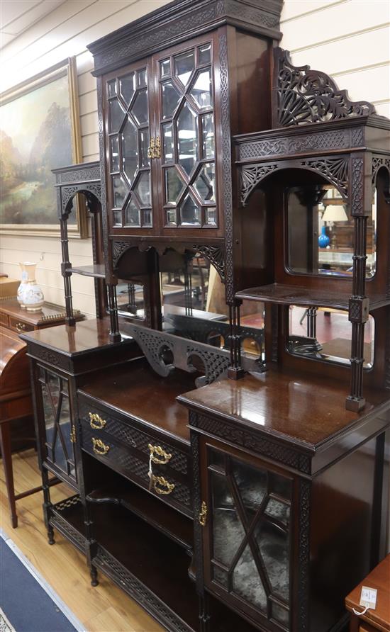 A large late Victorian mahogany side cabinet W.152cm